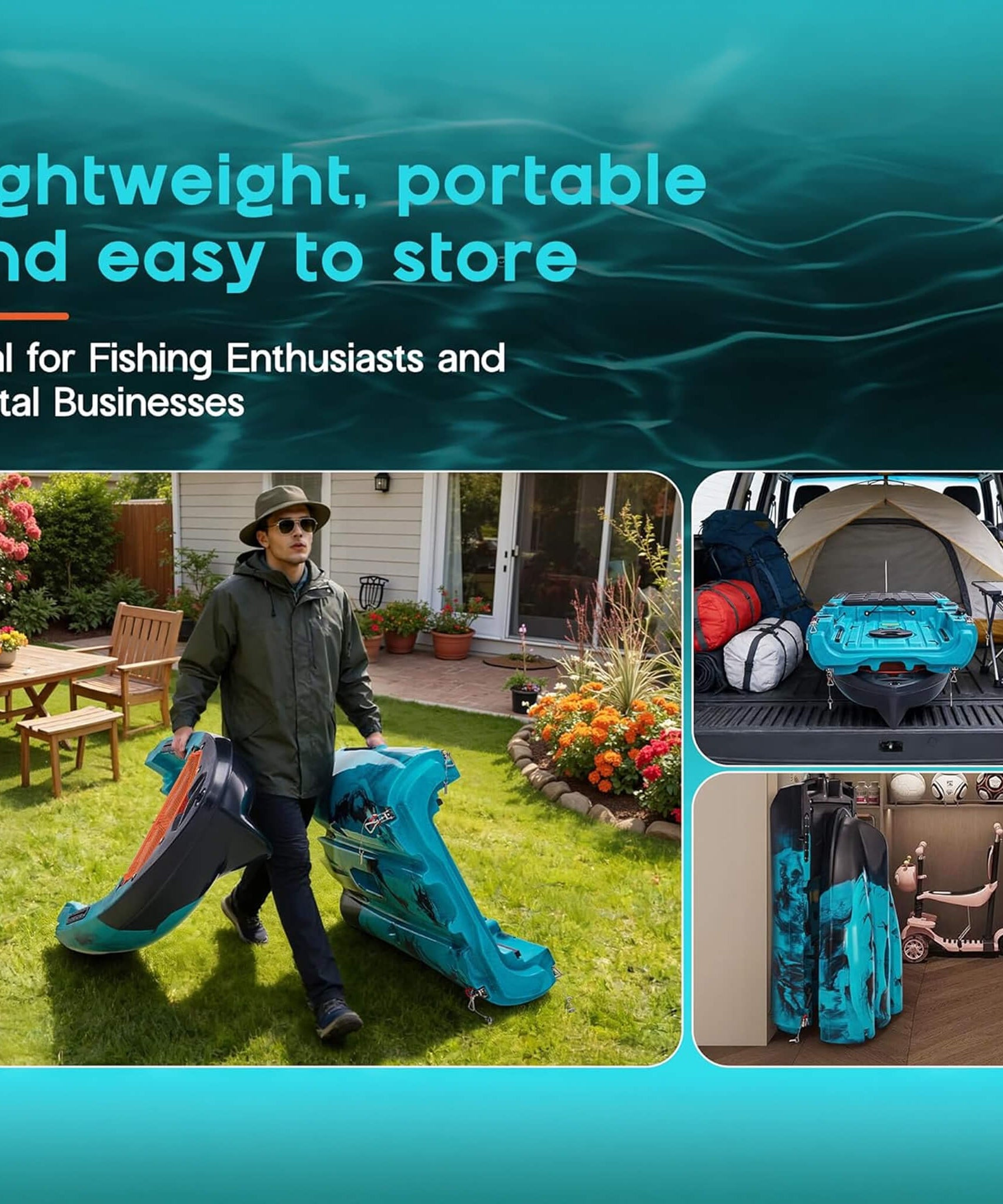 Lightweight 10FT 1-Person Modular Fishing Kayak With Fin Drive System (SAK21489)