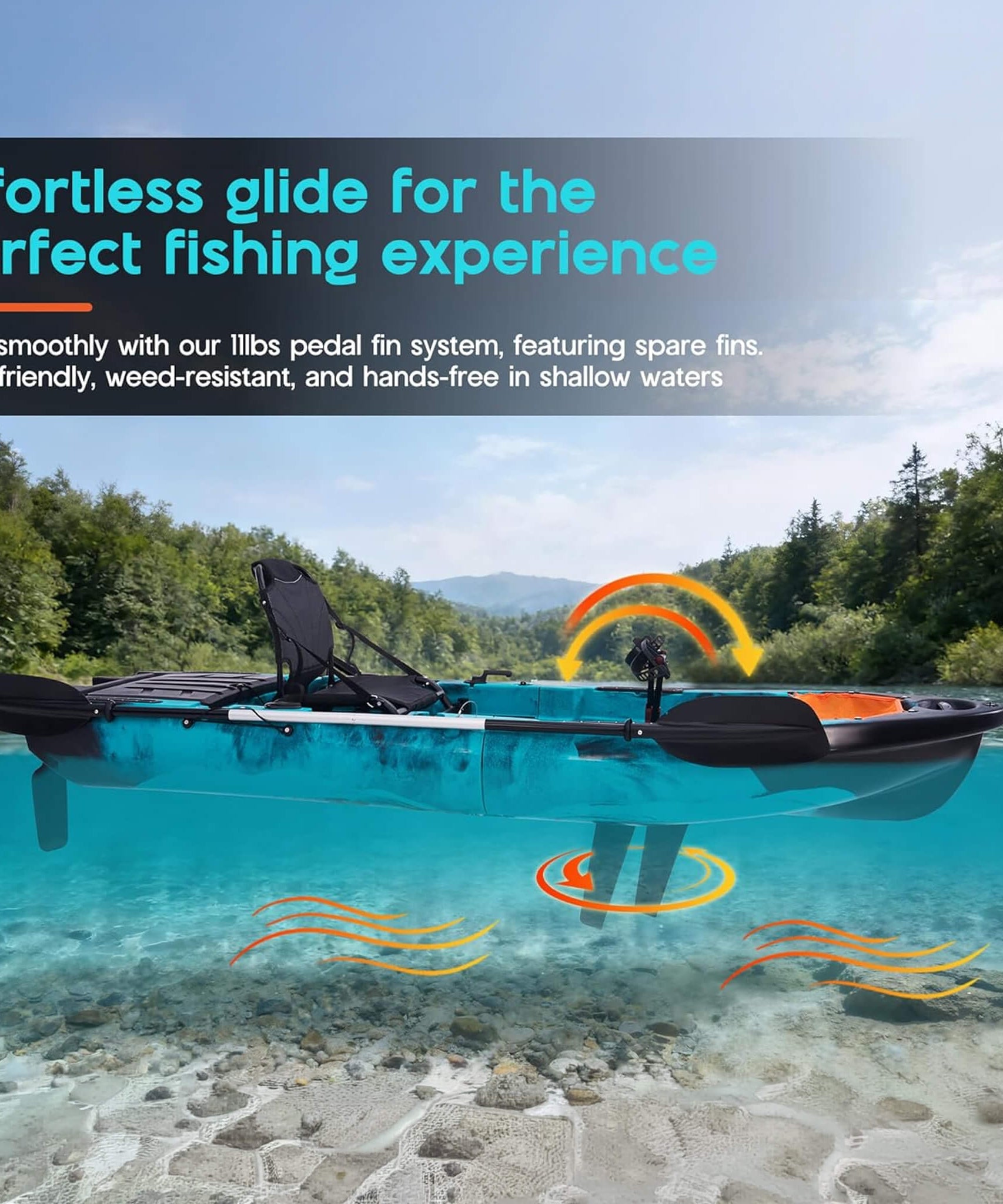 Lightweight 10FT 1-Person Modular Fishing Kayak With Fin Drive System (SAK21489)
