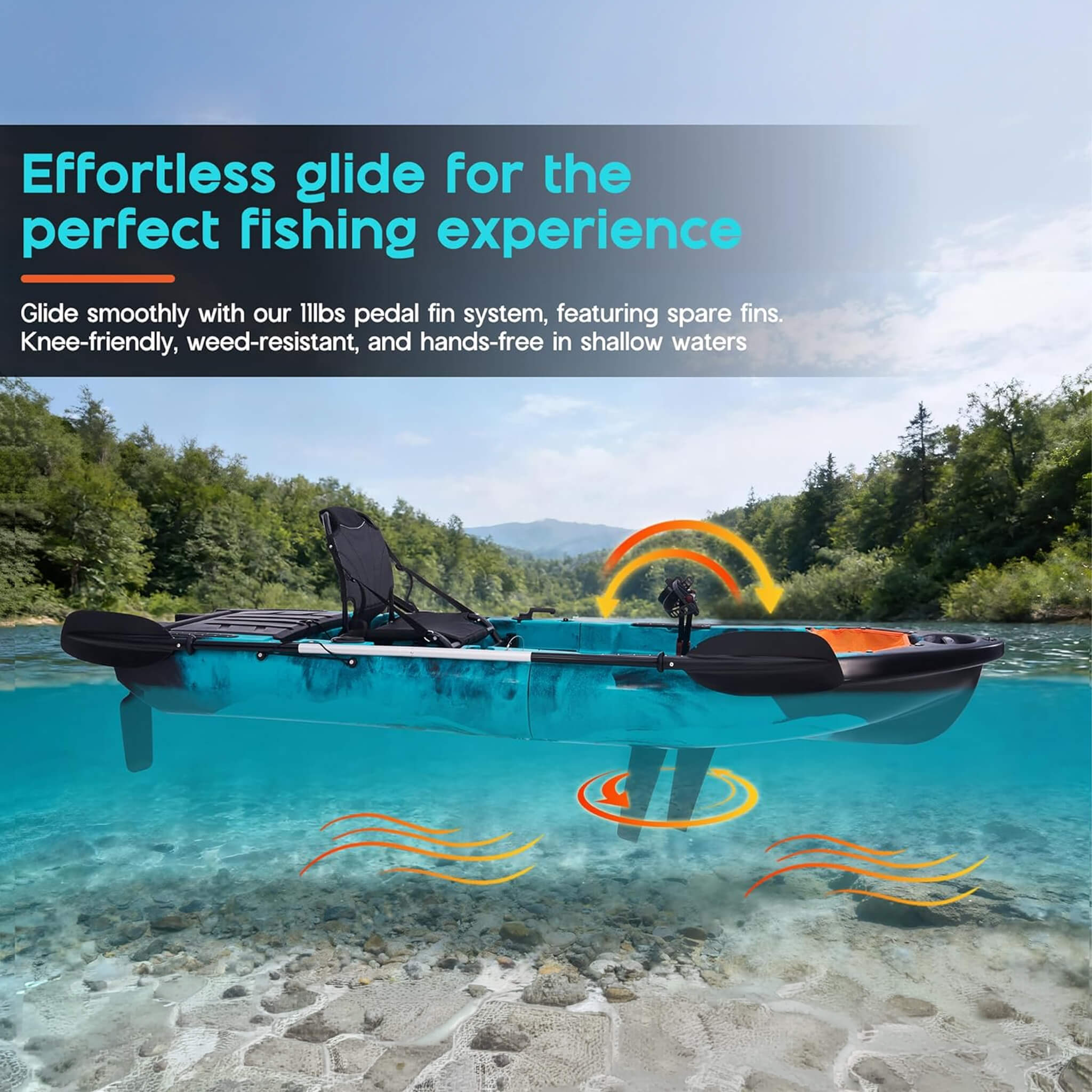 Lightweight 10FT 1-Person Modular Fishing Kayak With Fin Drive System (SAK21489)