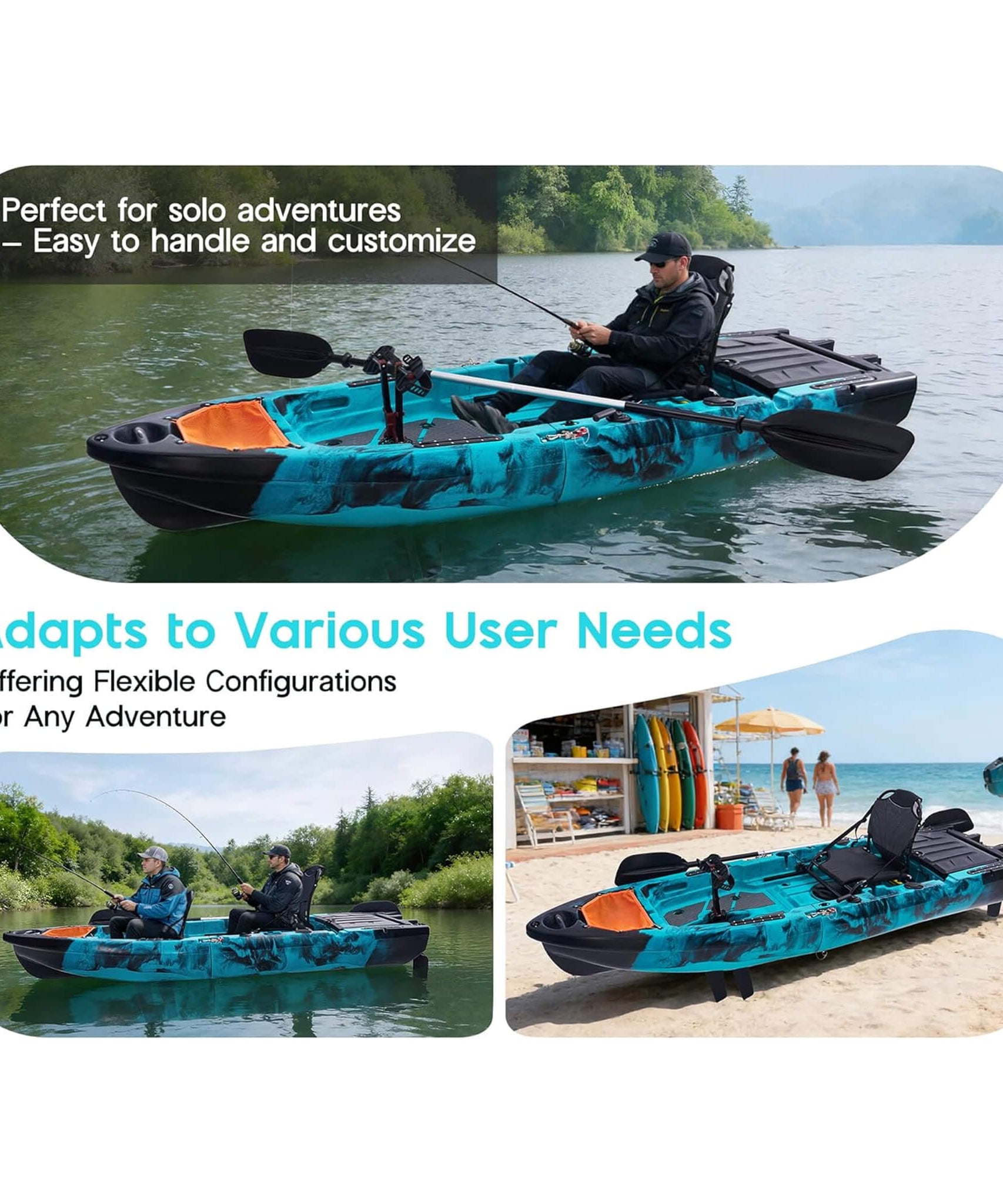 Lightweight 10FT 1-Person Modular Fishing Kayak With Propeller Drive System (SAK67032)