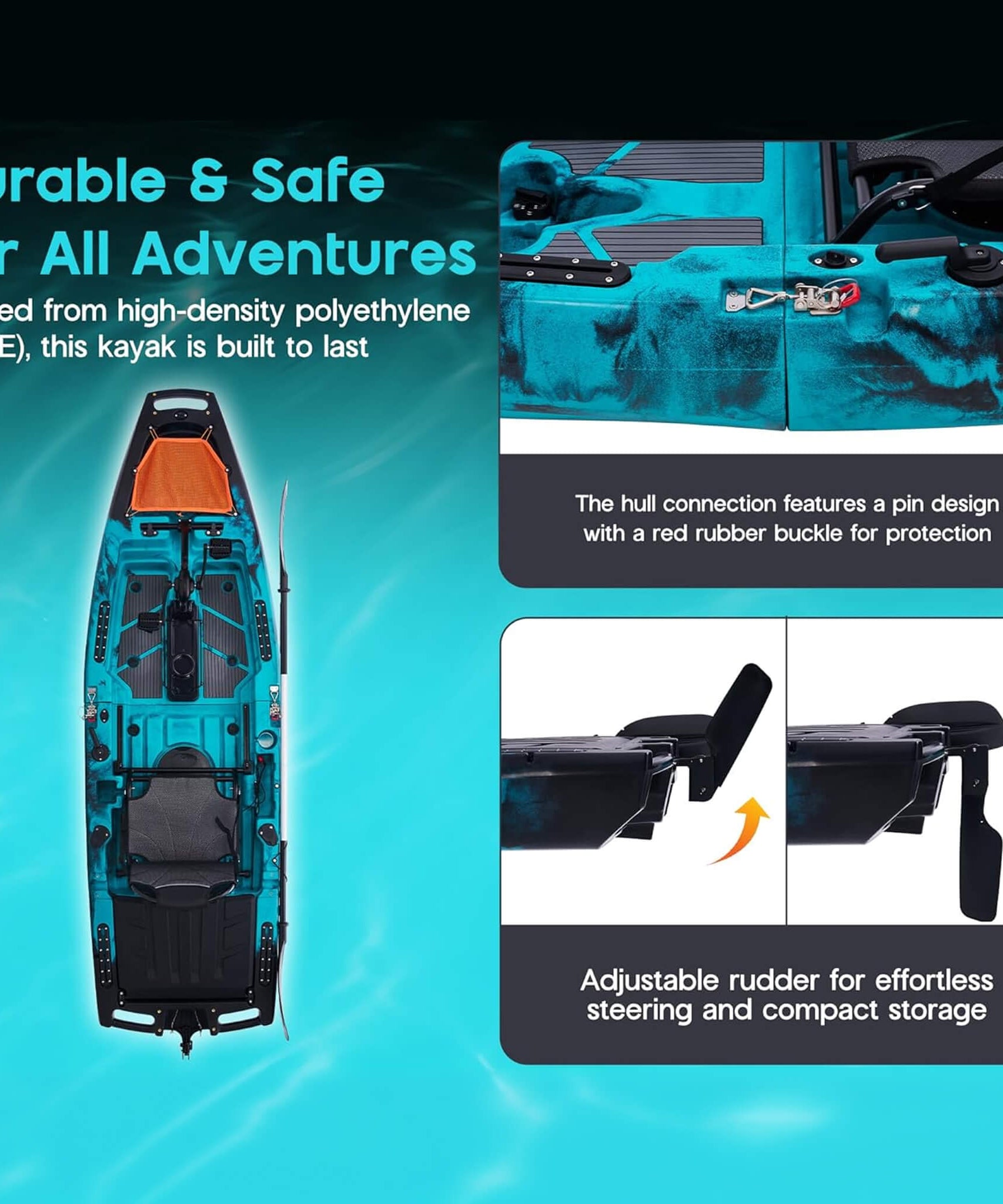 Lightweight 10FT 1-Person Modular Fishing Kayak With Propeller Drive System (SAK67032)