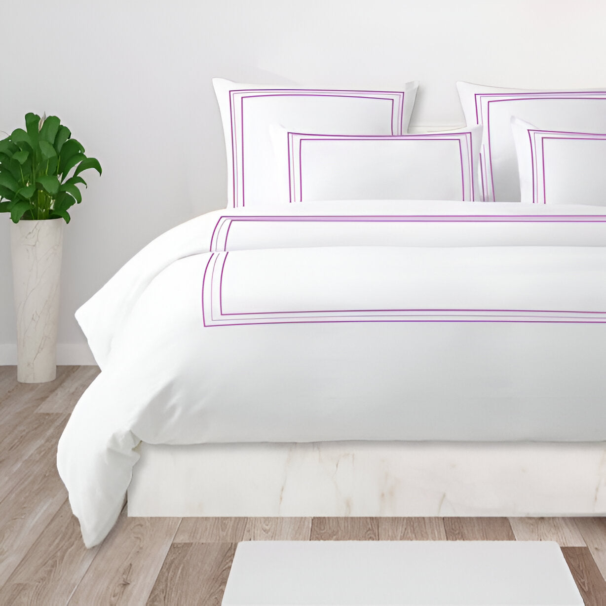 400TC Cotton Classic Embroidery Sateen Solid Duvet Cover Set