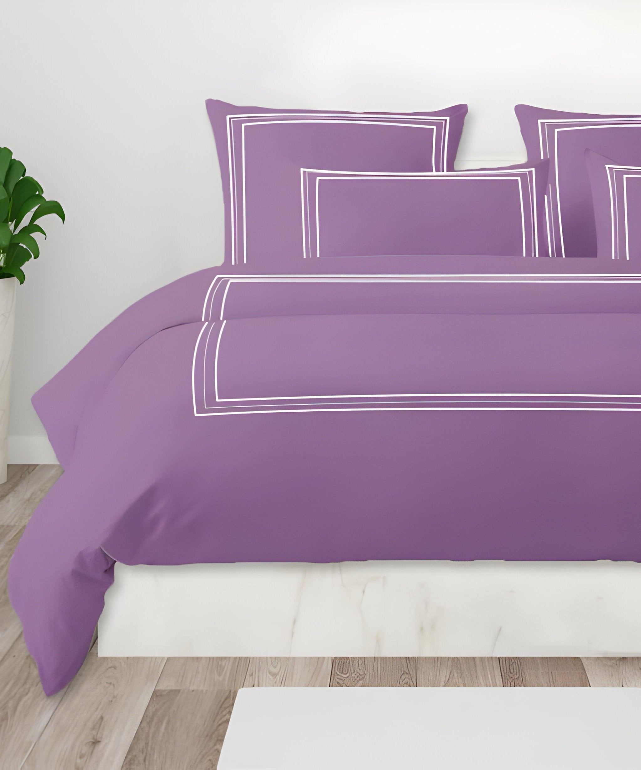 400TC Cotton Classic Luxurious Embroidery Sateen Solid Duvet Cover Set