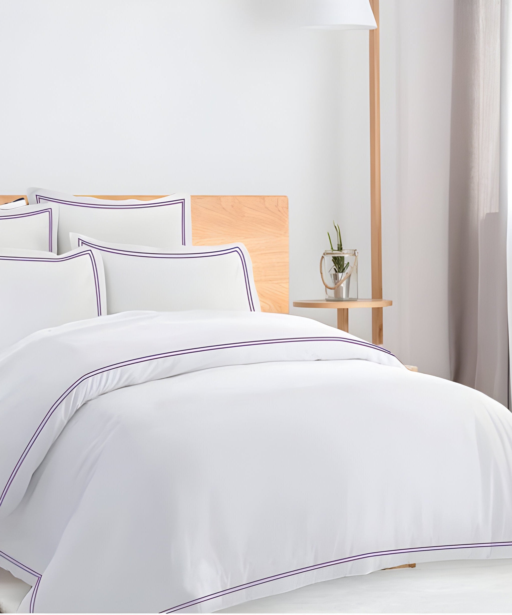 400TC Cotton Double Edge Embroidery Sateen Solid Duvet Cover Set
