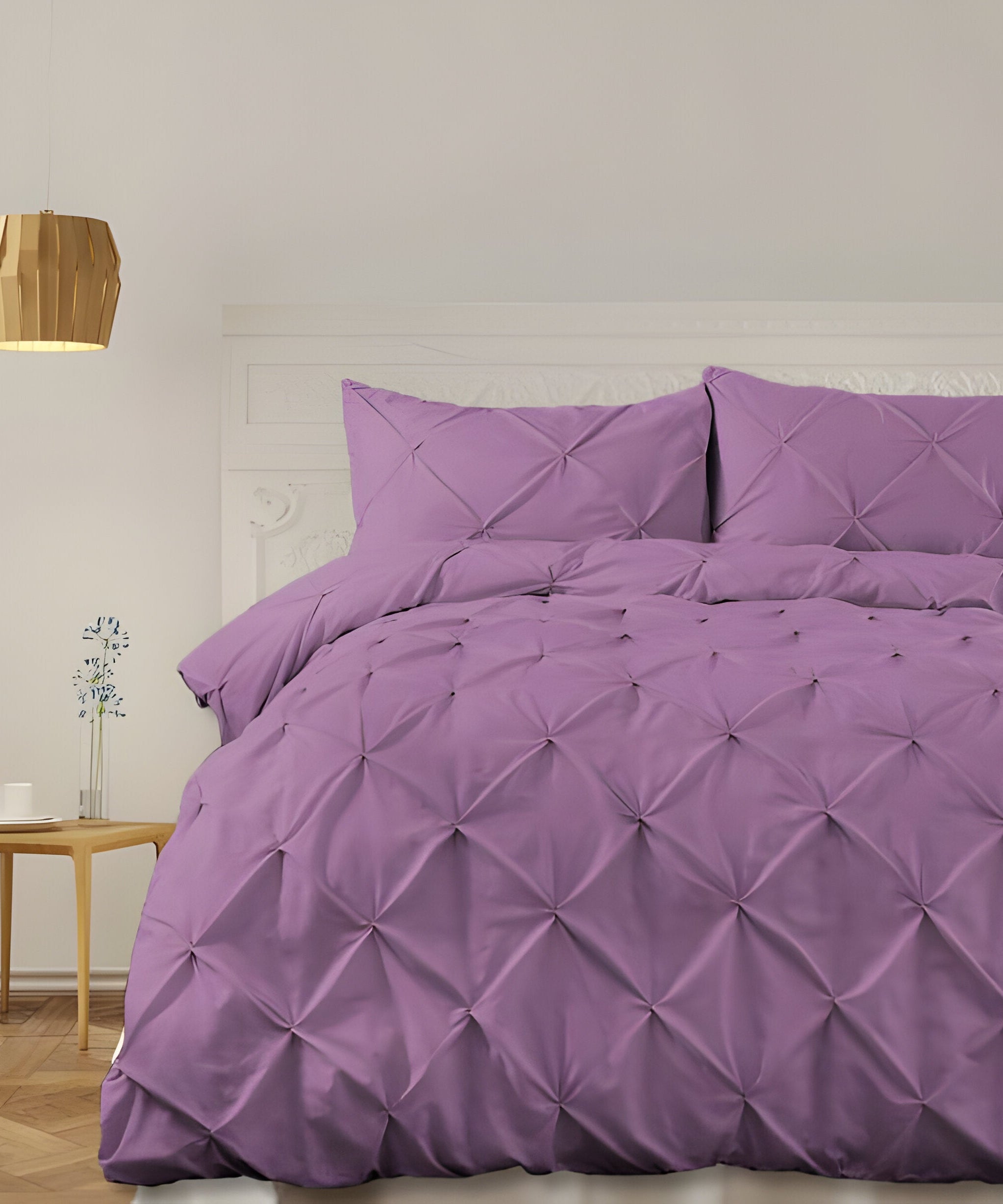 400TC Cotton Pintuck Sateen Solid Duvet Cover Set