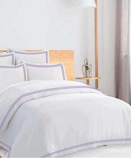 400TC Cotton Triple Edge Embroidery Sateen Solid Duvet Cover Set