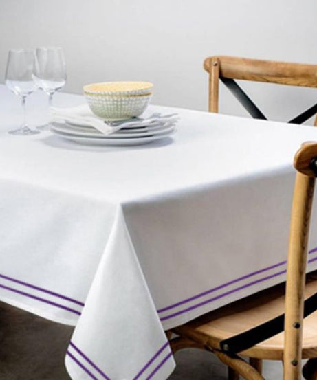 Double Embroidery Border Poly Cotton Sateen Solid Table Cloth