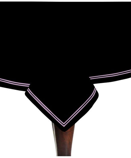 Double Embroidery Border Sateen Cotton Solid Table Cloth - Black