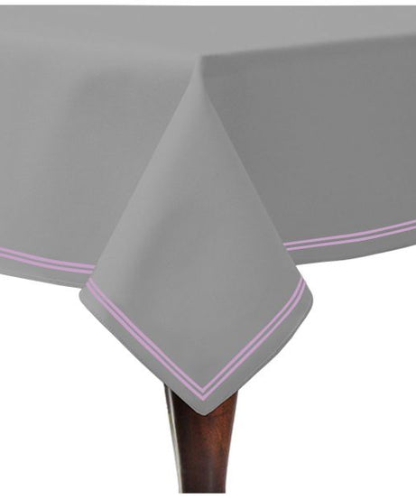 Double Embroidery Border Sateen Cotton Solid Table Cloth - Light Grey