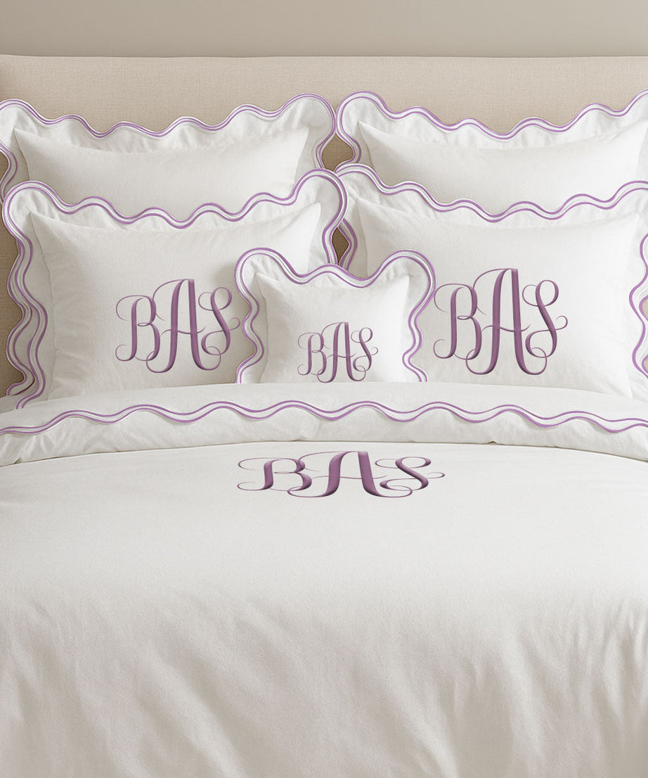Monogram Cotton Luxurious Double Scallop Duvet Cover