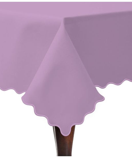 Scallop Embroidery Sateen Cotton Solid Table Cloth - Lilac