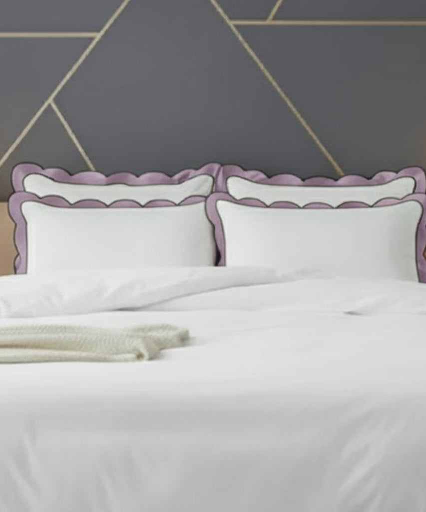 Scalloped & Wavy Applique Embroidery Cotton Duvet Cover Set
