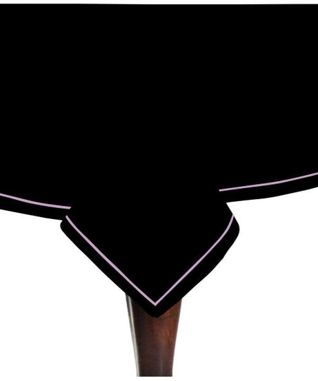 Single Embroidery Border Sateen Cotton Solid Table Cloth - Black