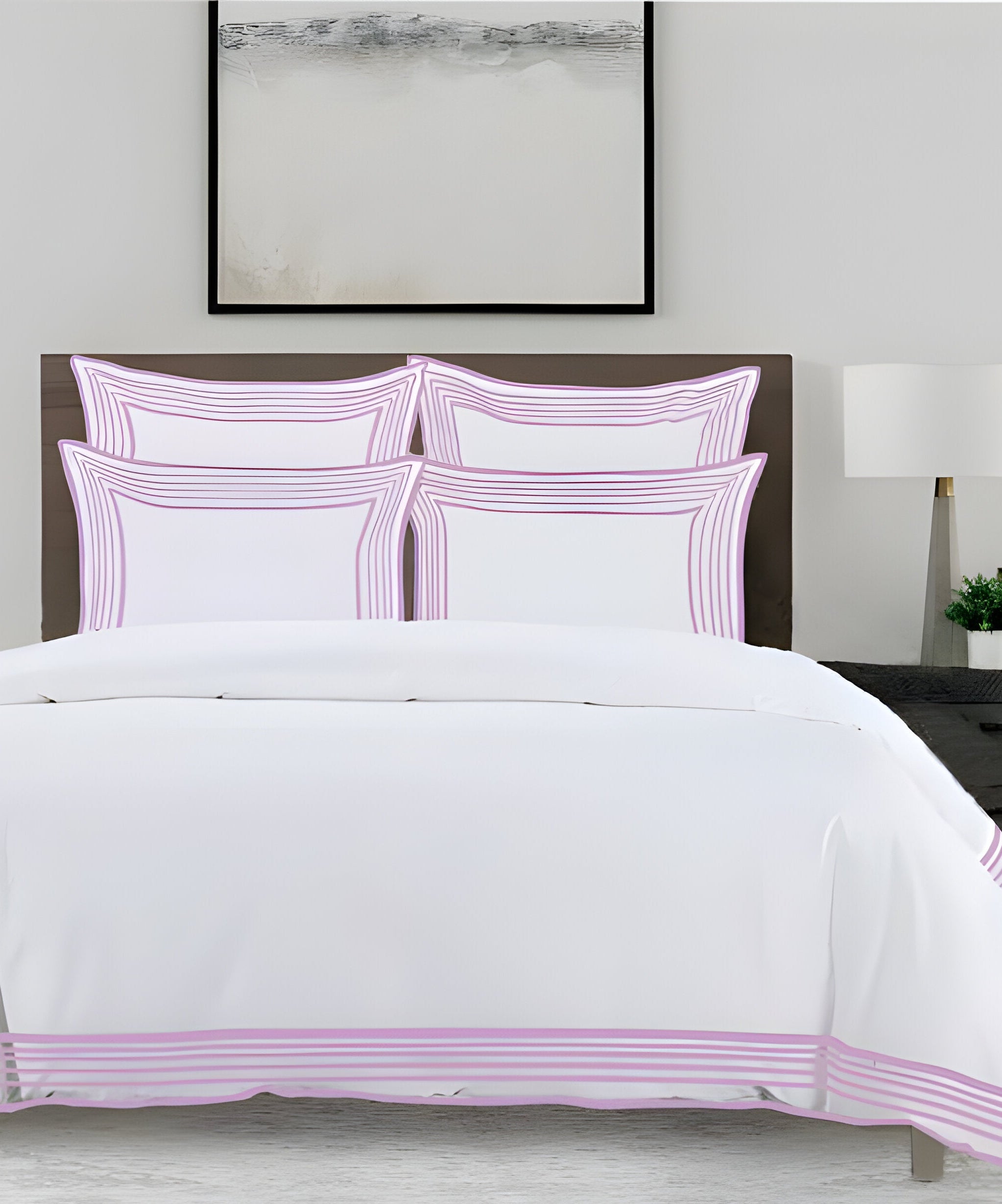 Smart Border 400TC Cotton Embroidery Sateen Solid Duvet Cover Set