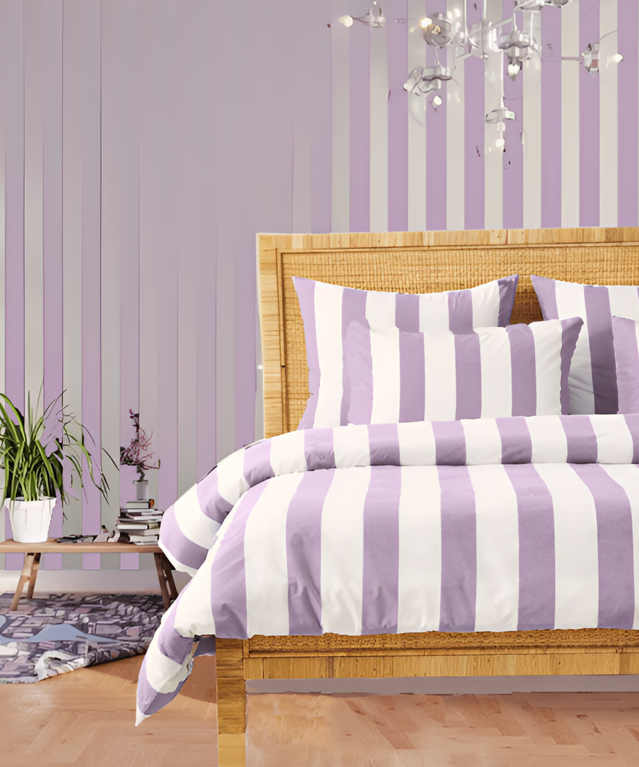 400TC Stripe Border Frame Cotton Sateen Duvet Cover Set