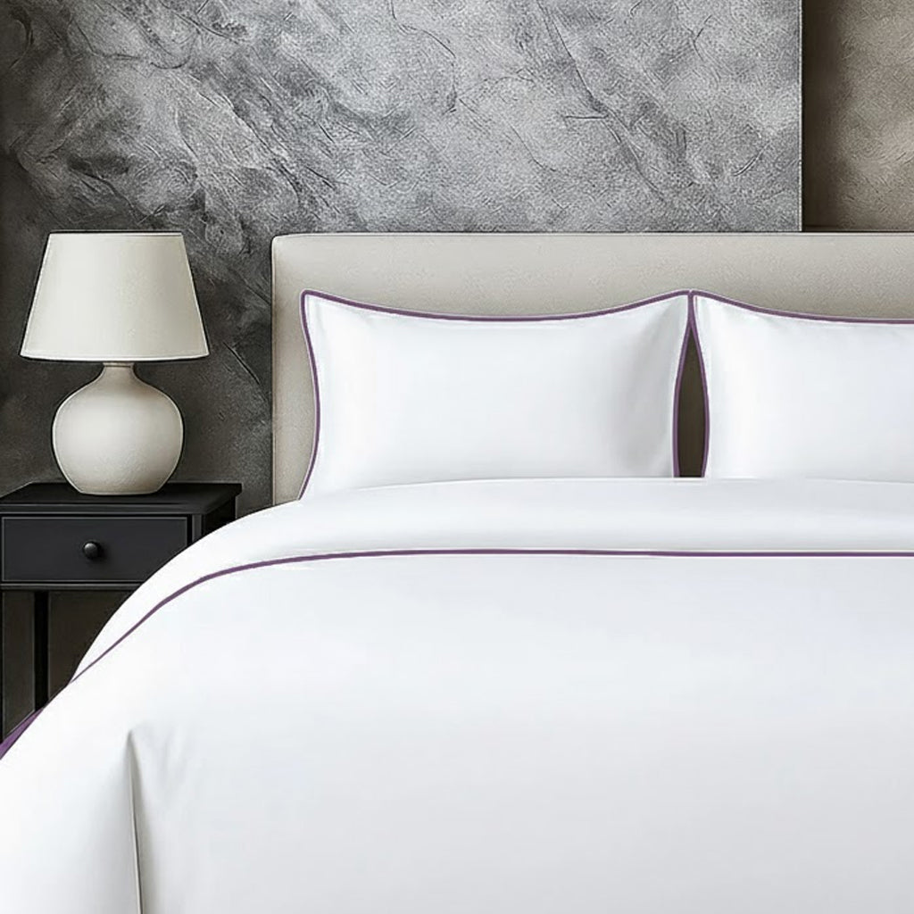 400 TC 100% Tencel Soft Silk Piping Duvet Cover Set