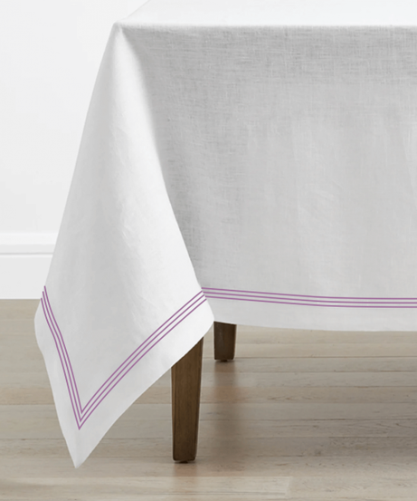 Triple Embroidery Border Linen Table Cloth