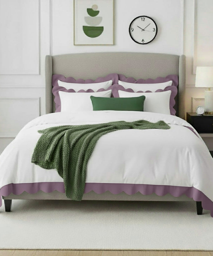Wavy Applique Embroidery Cotton Duvet Cover Set