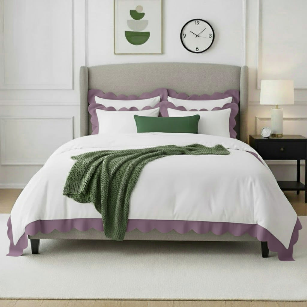 Wavy Applique Embroidery Cotton Duvet Cover Set