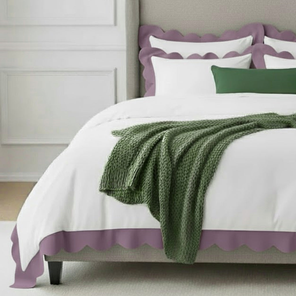 Wavy Applique Embroidery Cotton Duvet Cover Set