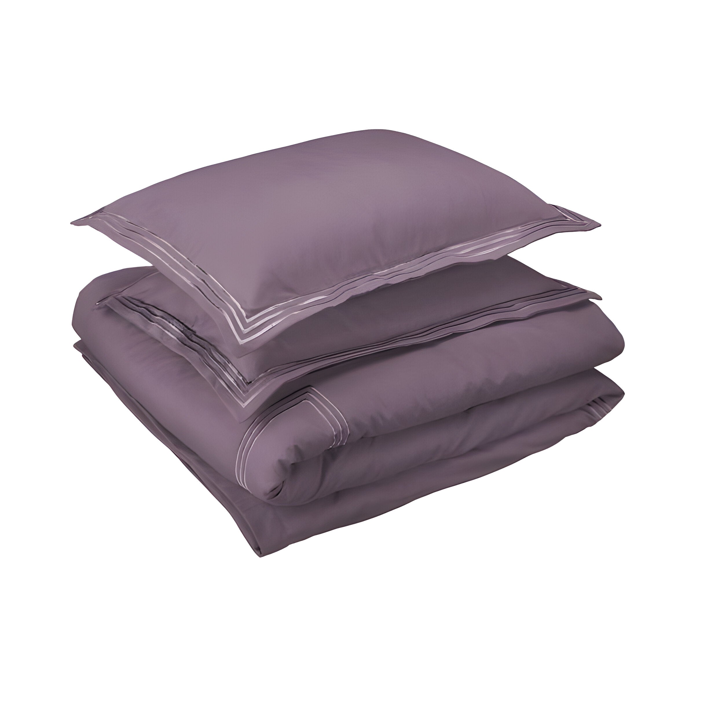 400TC Cotton Luxurious Triple Embroidery Sateen Solid Duvet Cover Set