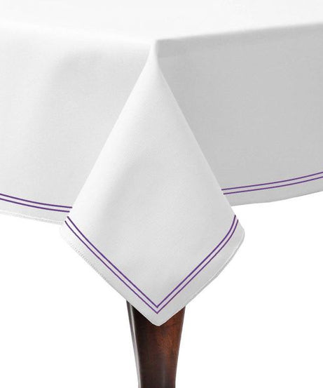 Double Embroidery Border Cotton Sateen Solid Table Cloth