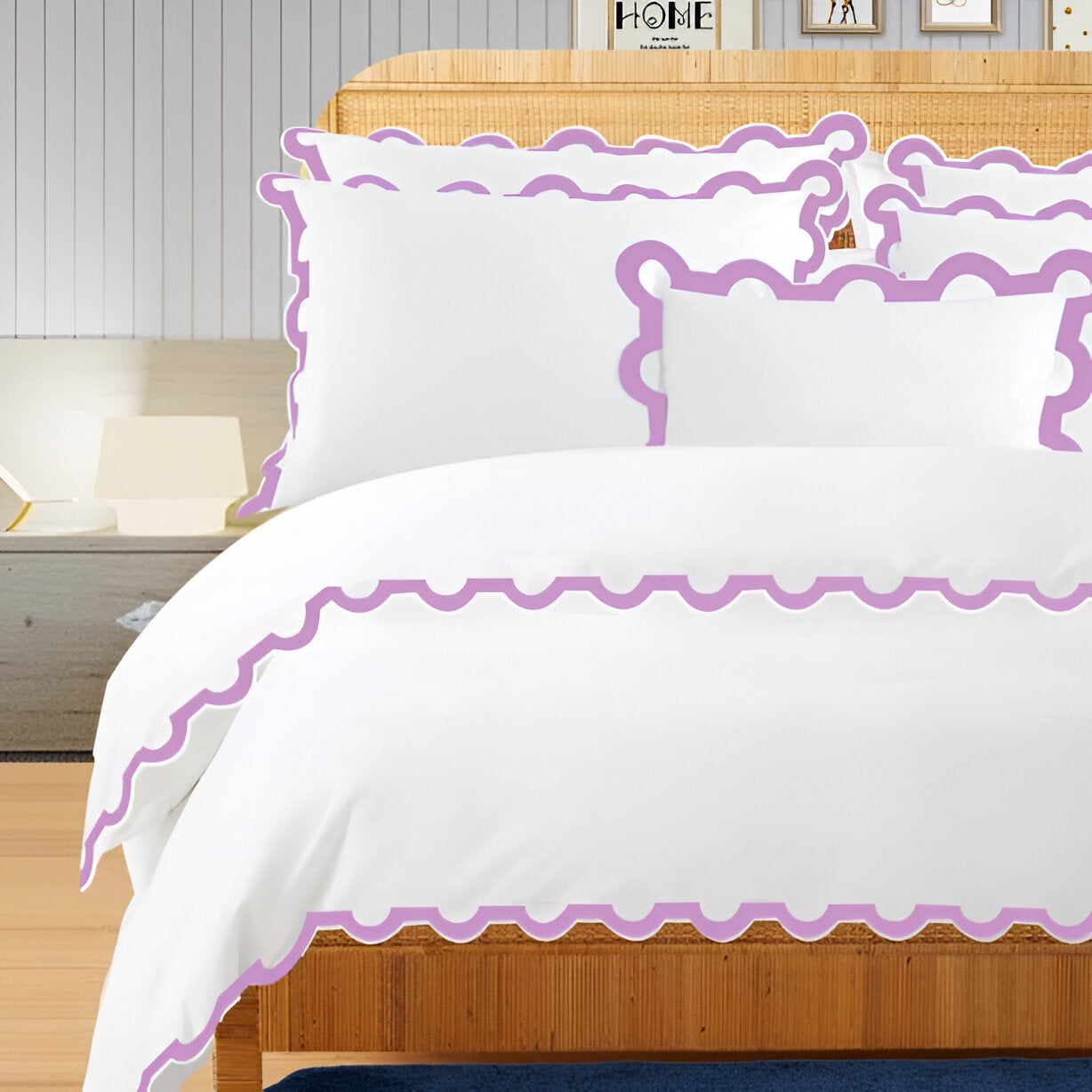 400TC U Shape Applique Embroidery Cotton Duvet Cover Set