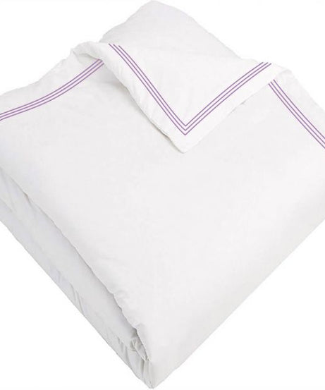 400TC Cotton Triple Edge Embroidery Sateen Solid Duvet Cover Set