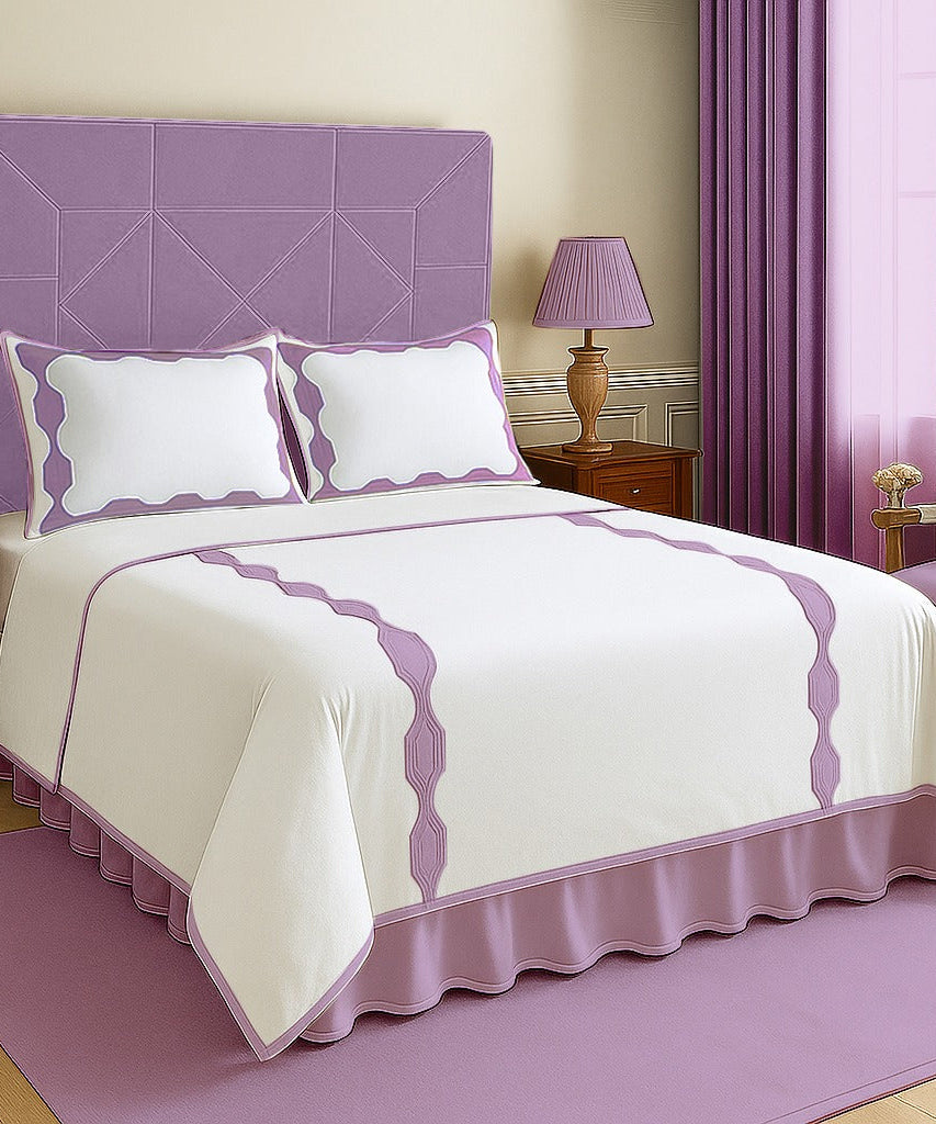 Hexagonal Applique Border Cotton Duvet Cover Set