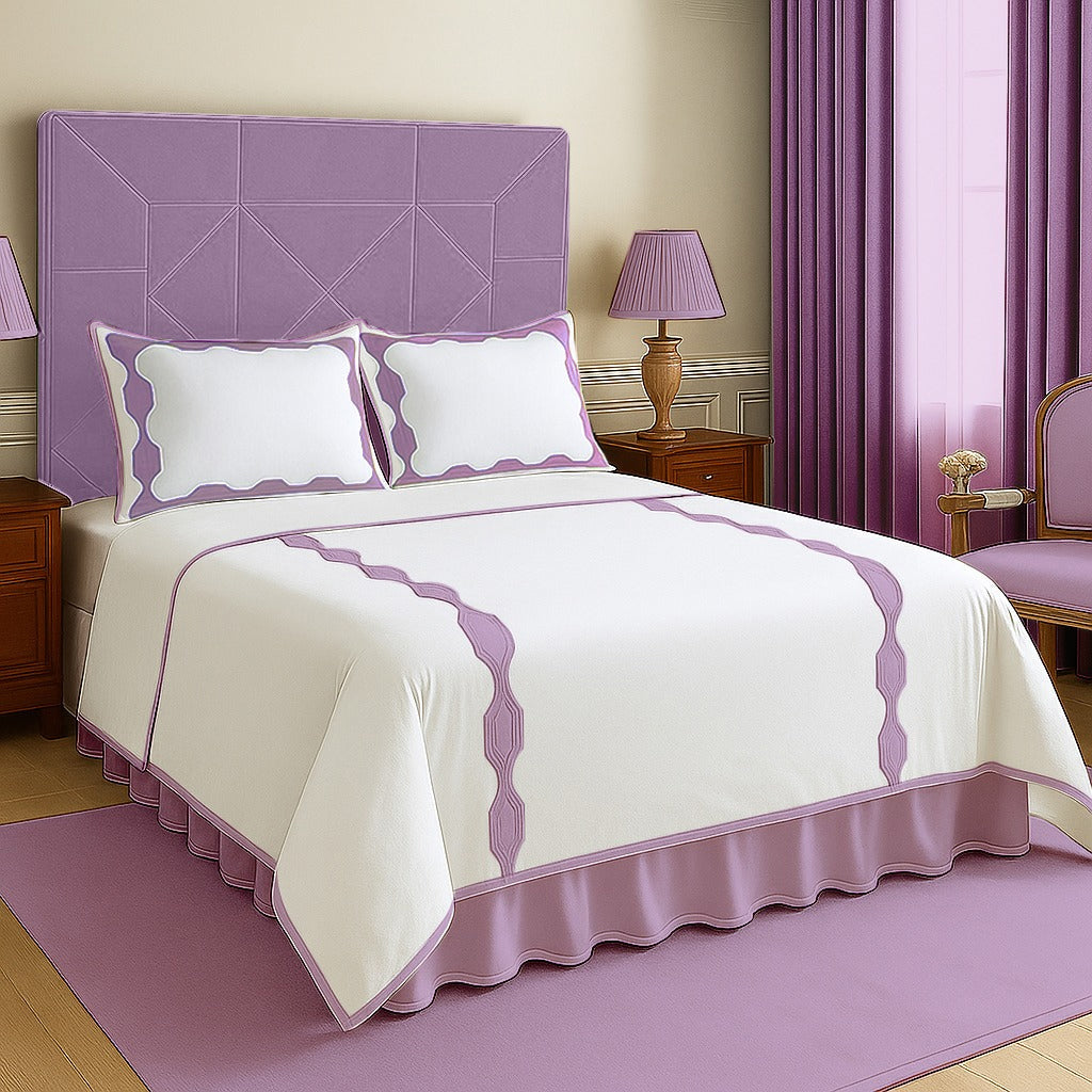 Hexagonal Applique Border Cotton Duvet Cover Set
