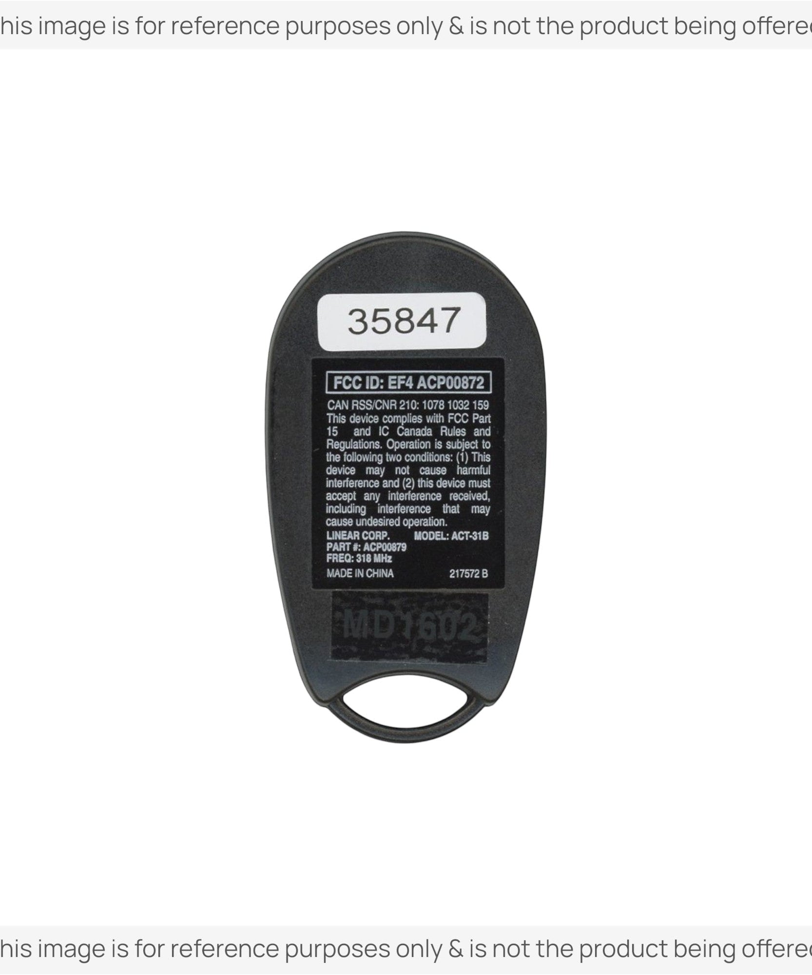 Substitute for Linear ACT31B ACP00879 keychain 1-button 318 Mhz Garage Door Opener Remote Control [890MAX]