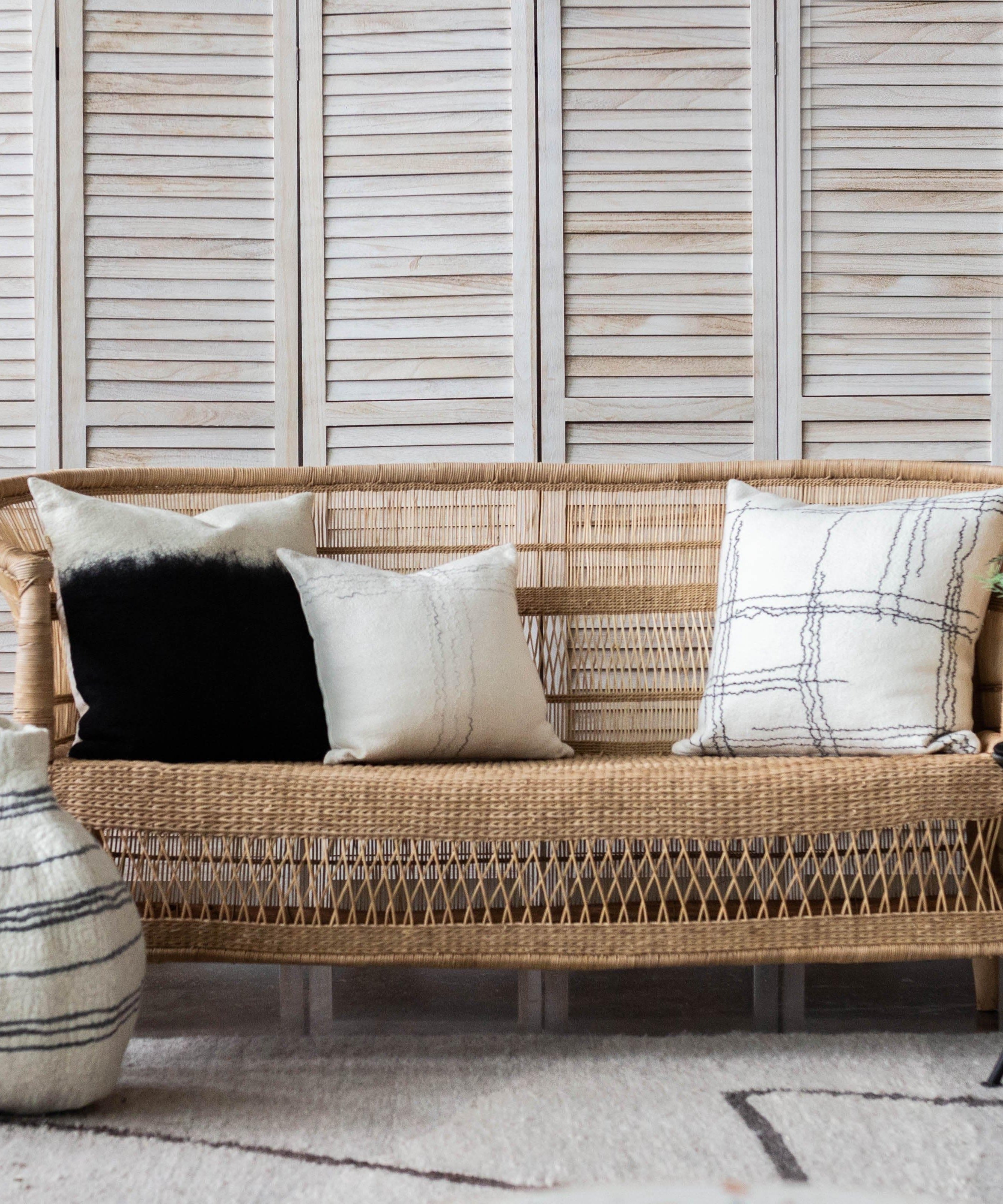 Linear Organic Wool and Silk Throw Pillow