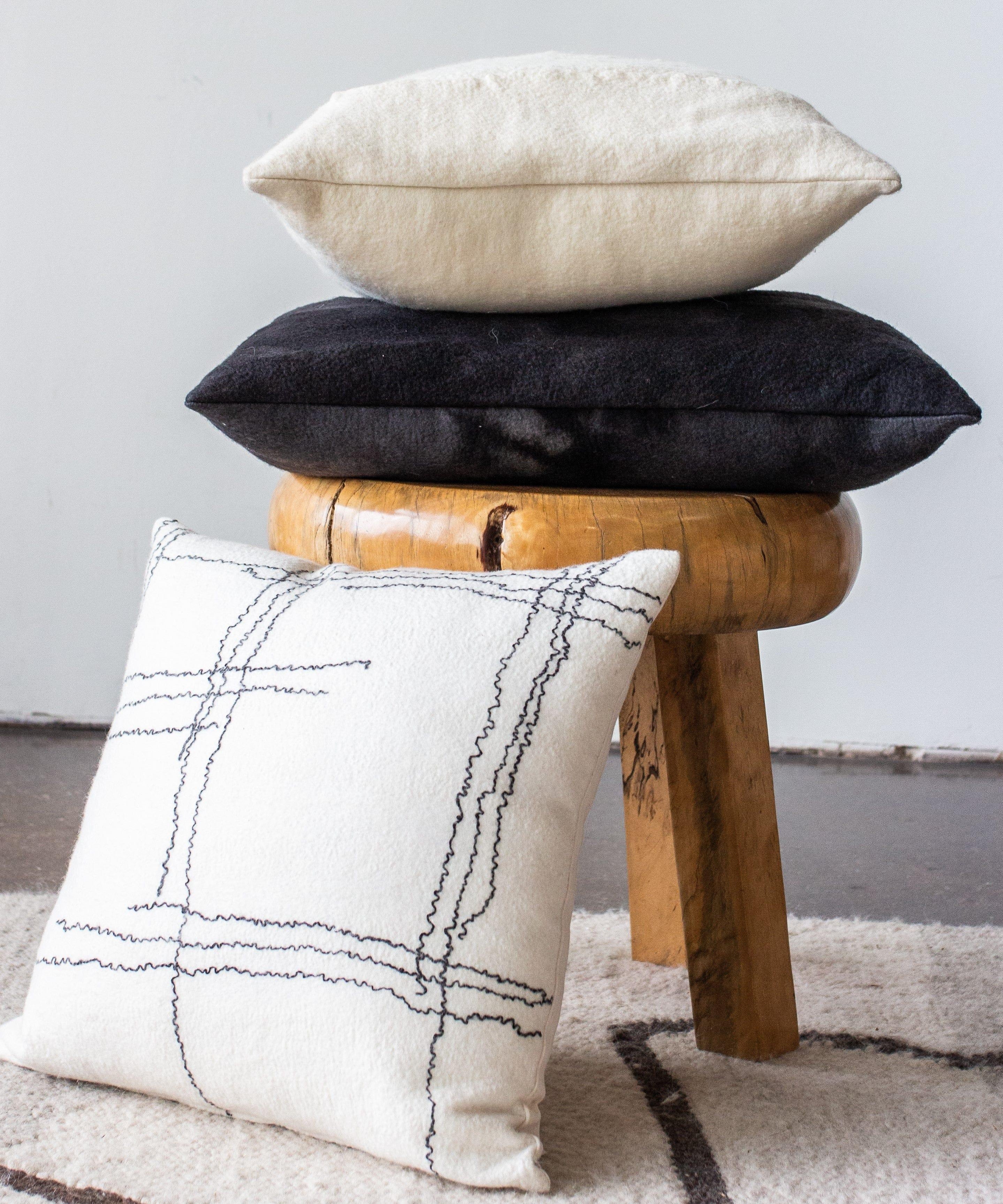 Linear Organic Wool and Silk Throw Pillow