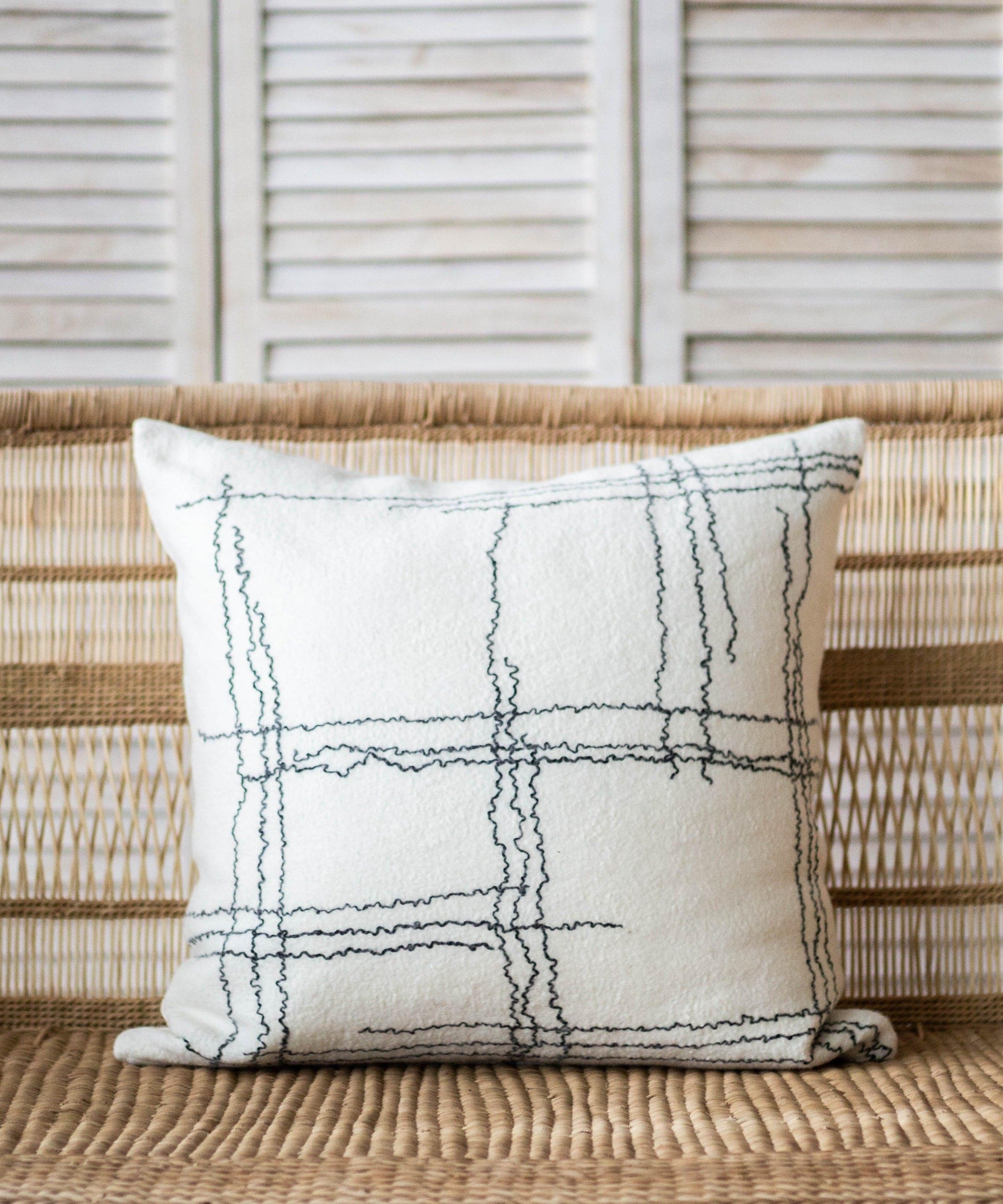 Linear Organic Wool and Silk Throw Pillow