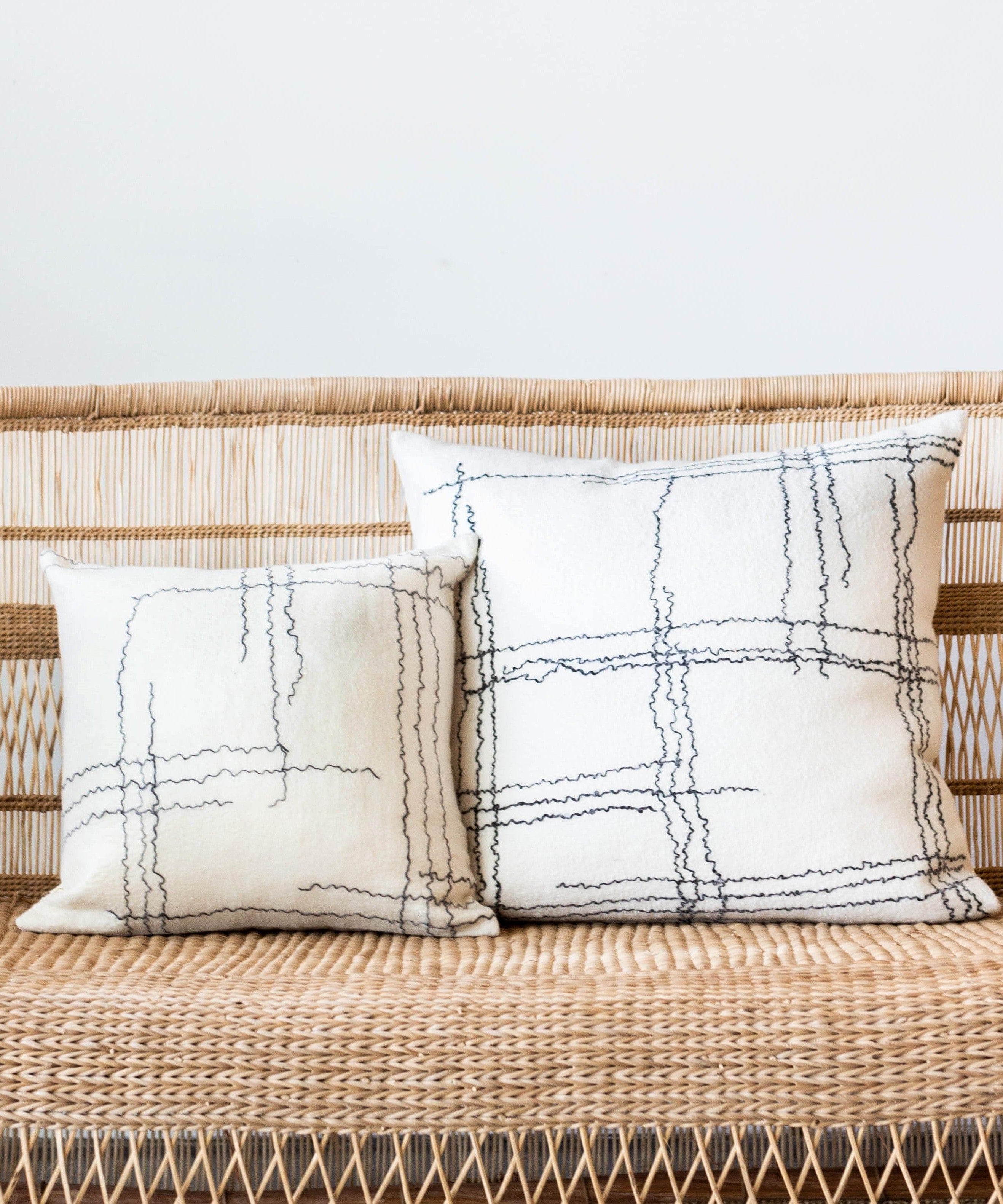 Linear Organic Wool and Silk Throw Pillow
