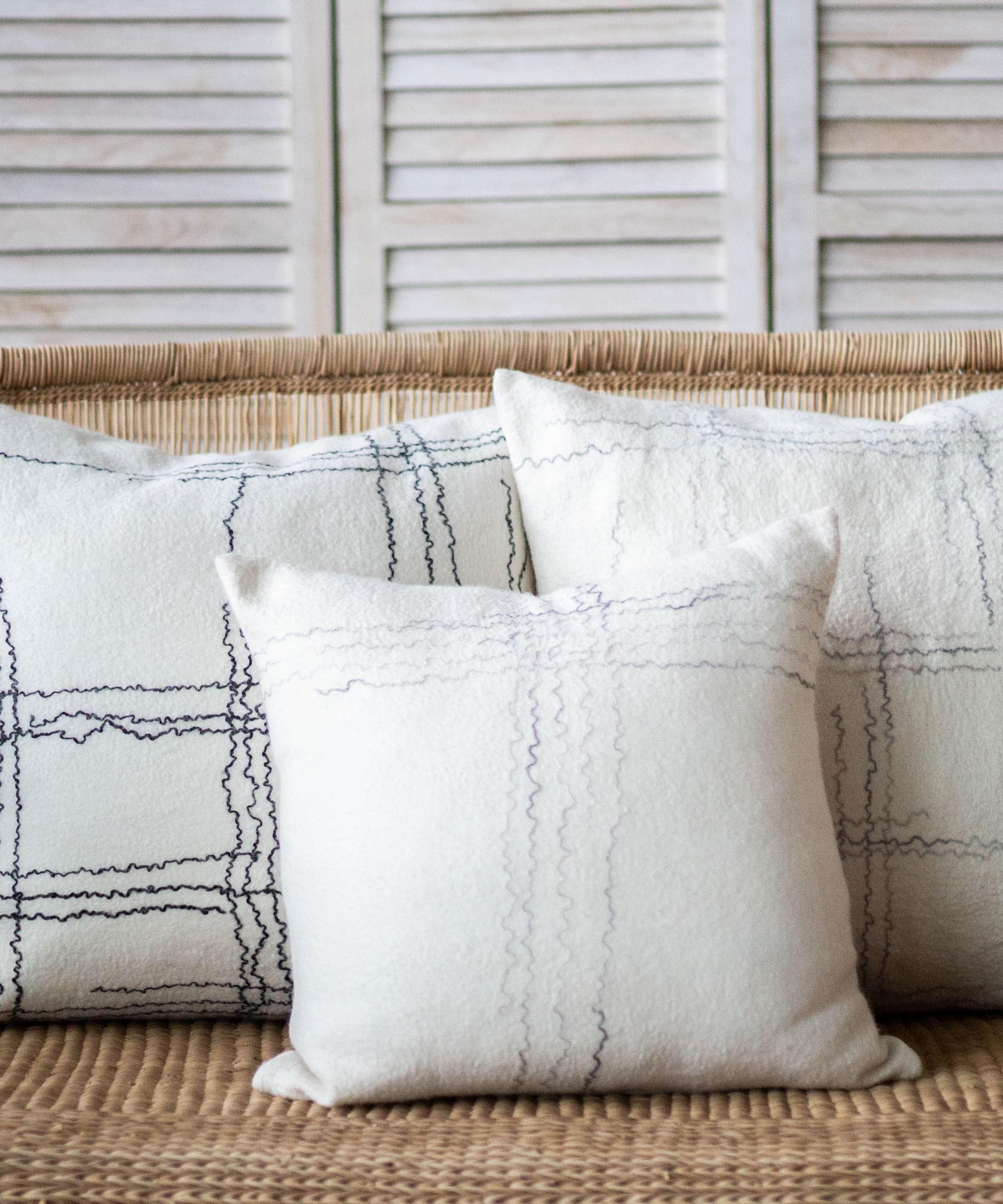 Linear Organic Wool and Silk Throw Pillow
