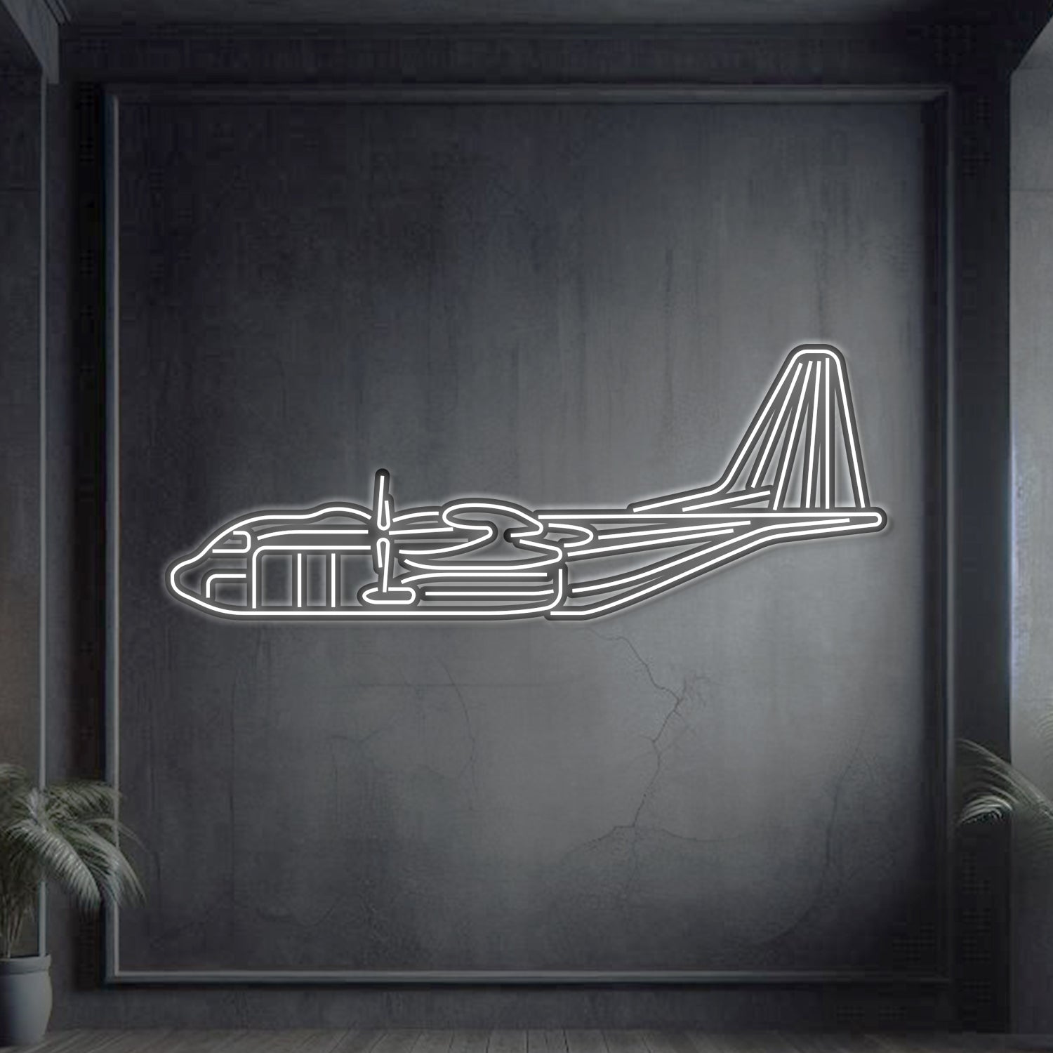 AC-130J Ghostrider Metall-Neon-Flugzeug Wandkunst - NCN0011