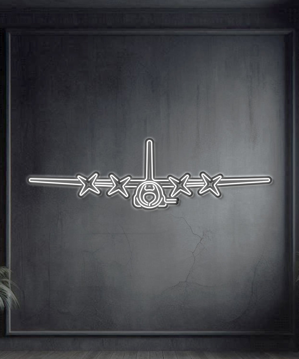 AC-130U Front Metall Neon Flugzeug Wandkunst - NCN0012