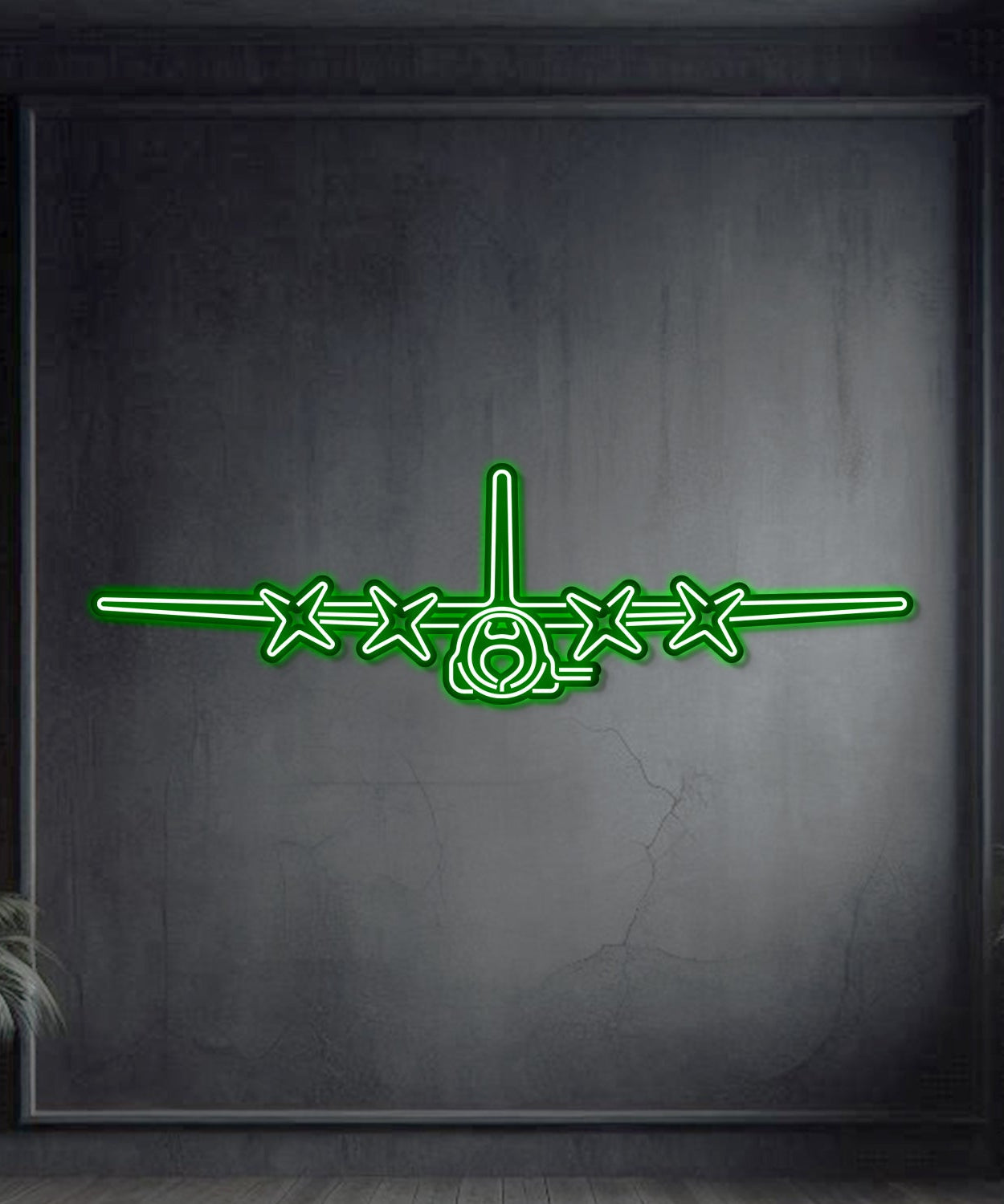 AC-130U Front Metall Neon Flugzeug Wandkunst - NCN0012