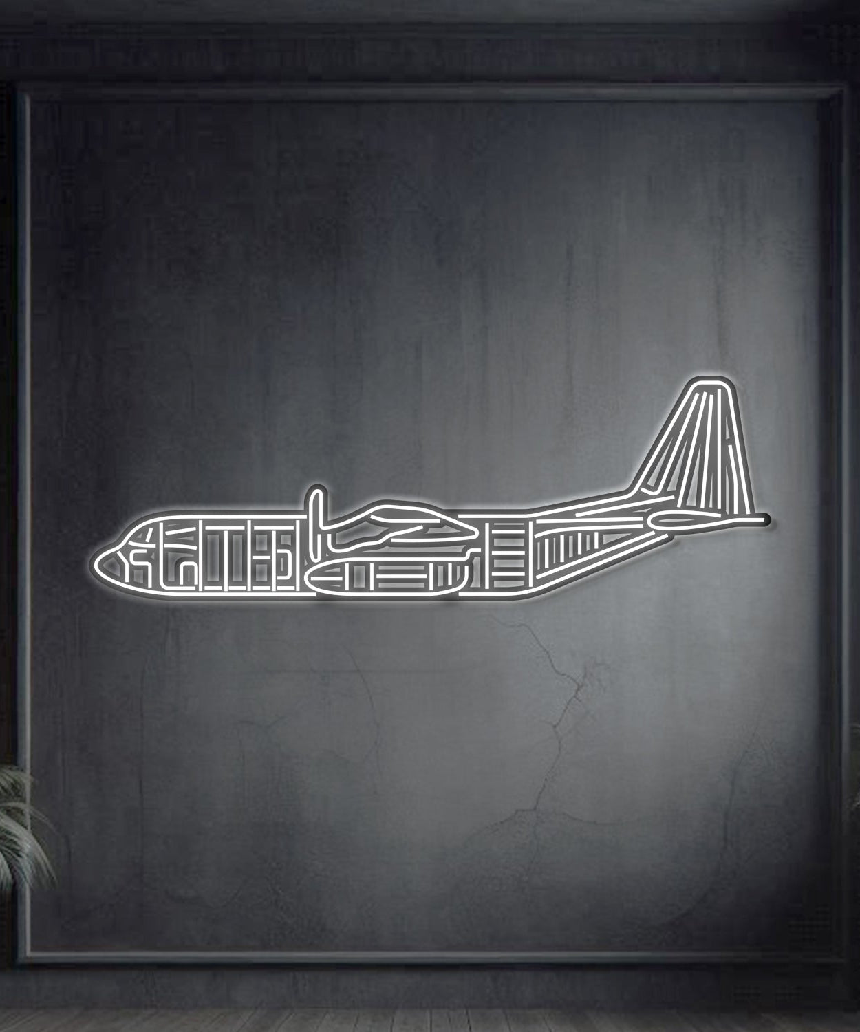 C-130 Metall-Neonflugzeug Wandkunst - NCN0019