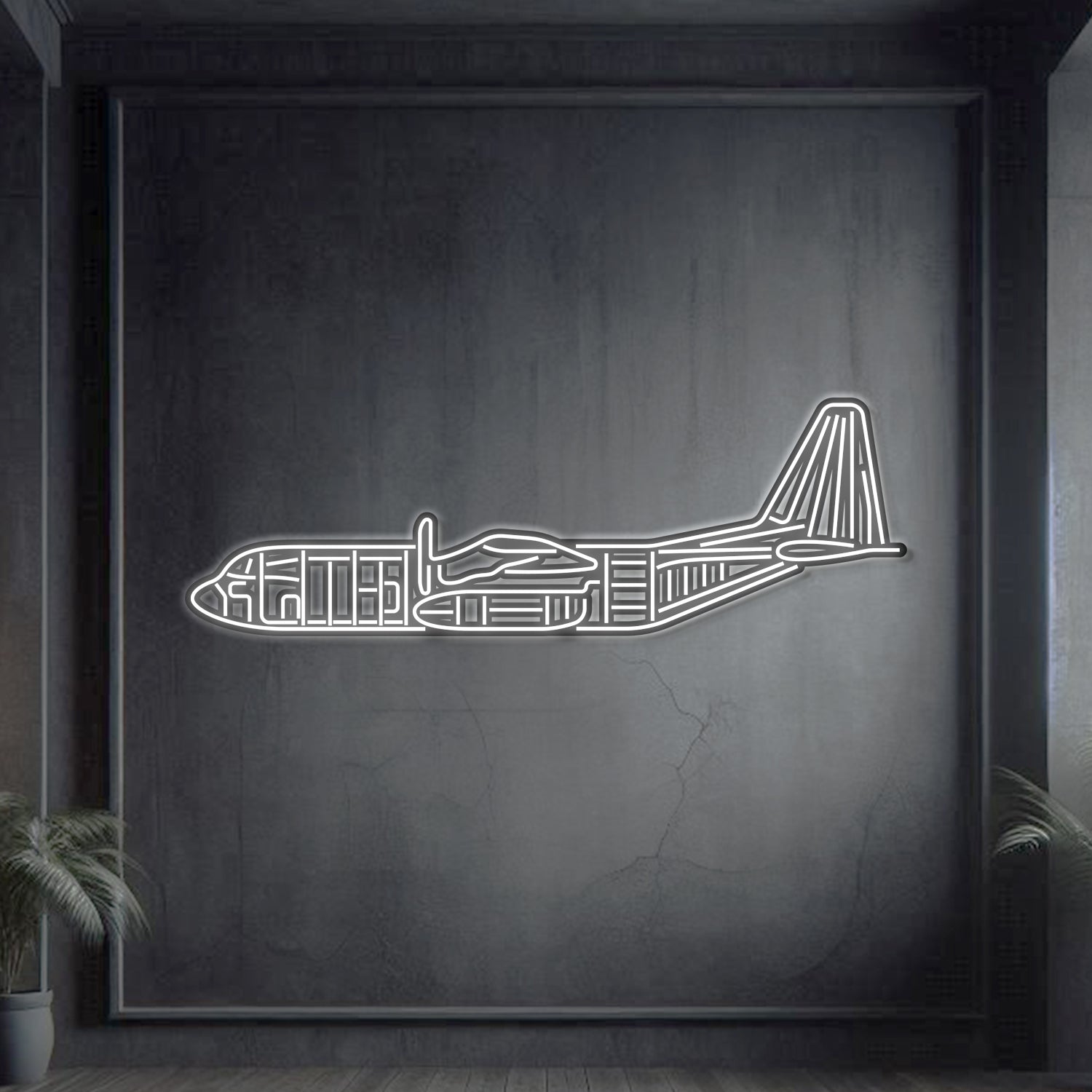 C-130 Metall-Neonflugzeug Wandkunst - NCN0019