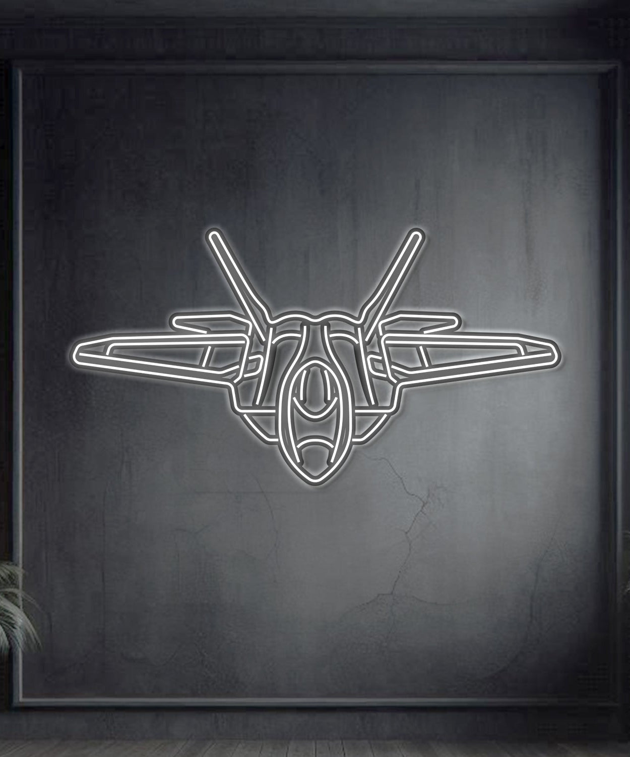 F-22 Raptor Winkelmetall Neon Flugzeug Wandkunst - NCN0039