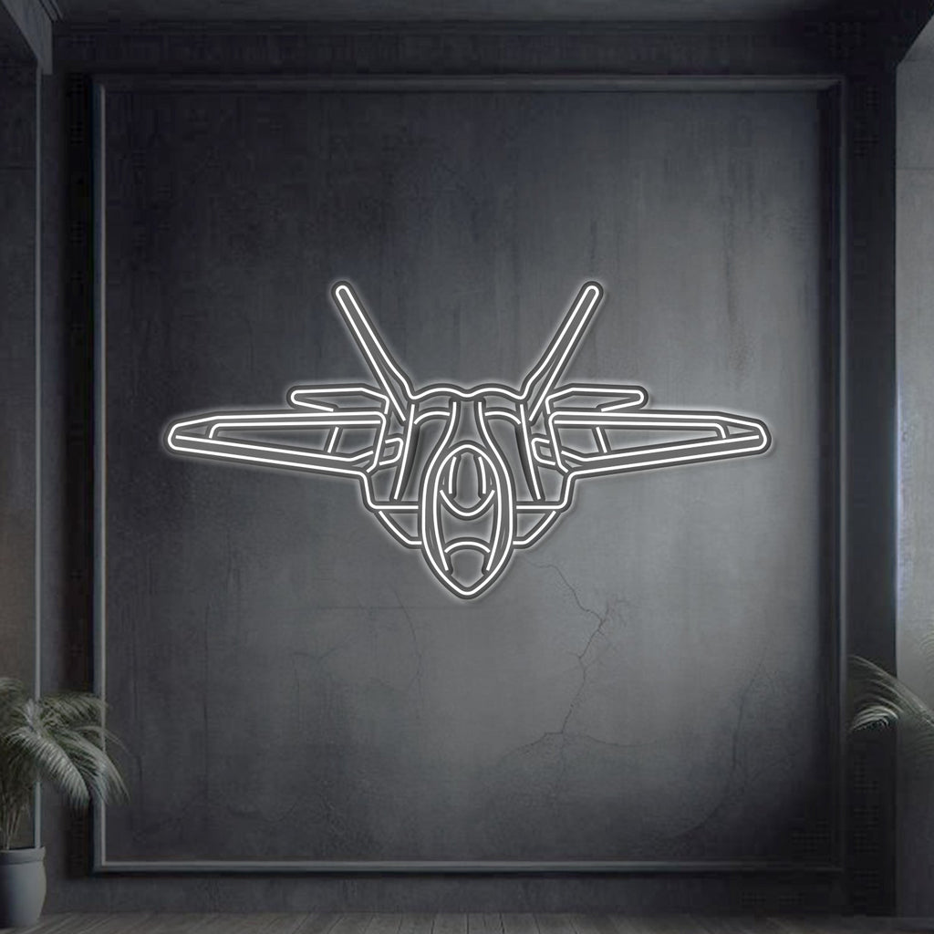 F-22 Raptor Angle Metal Neon Aircraft Wall Art - NCN0039