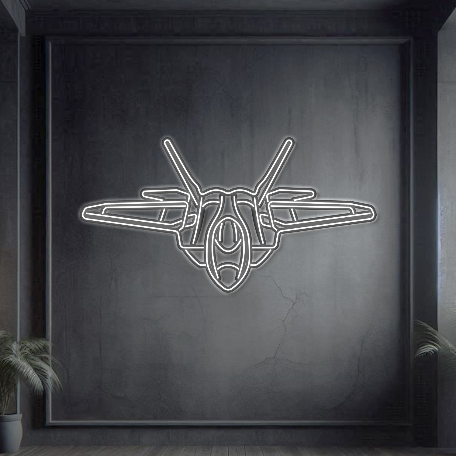 F-22 Raptor Winkelmetall Neon Flugzeug Wandkunst - NCN0039