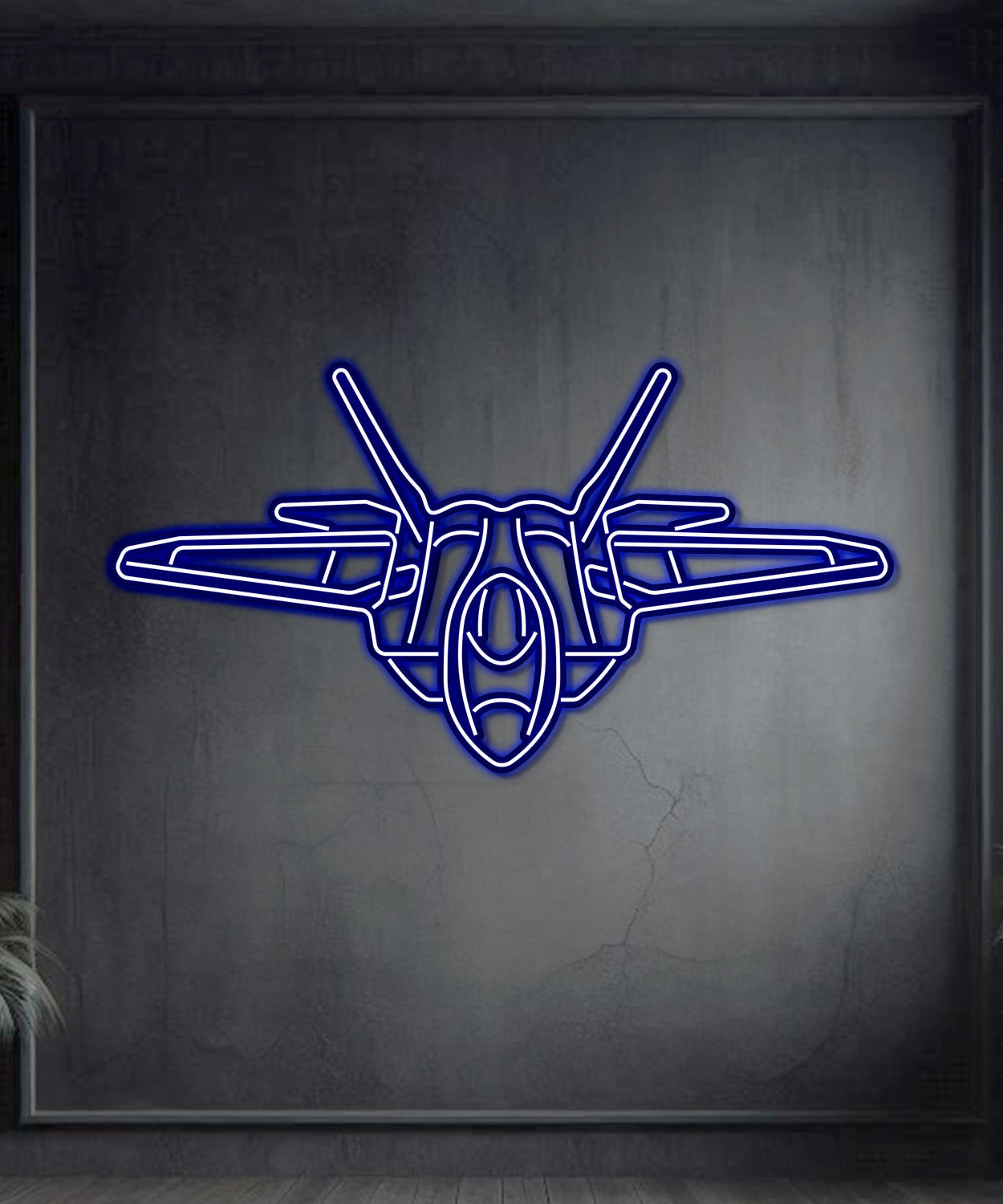 F-22 Raptor Winkelmetall Neon Flugzeug Wandkunst - NCN0039