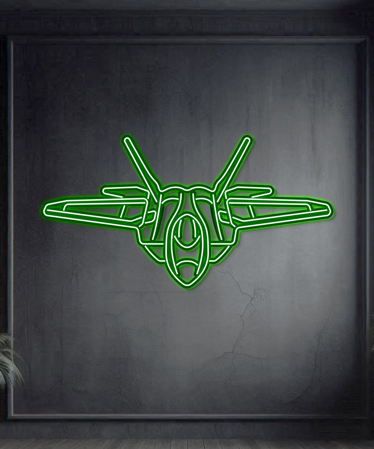 F-22 Raptor Winkelmetall Neon Flugzeug Wandkunst - NCN0039