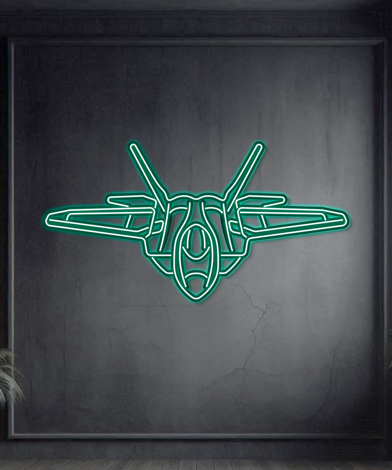 F-22 Raptor Winkelmetall Neon Flugzeug Wandkunst - NCN0039