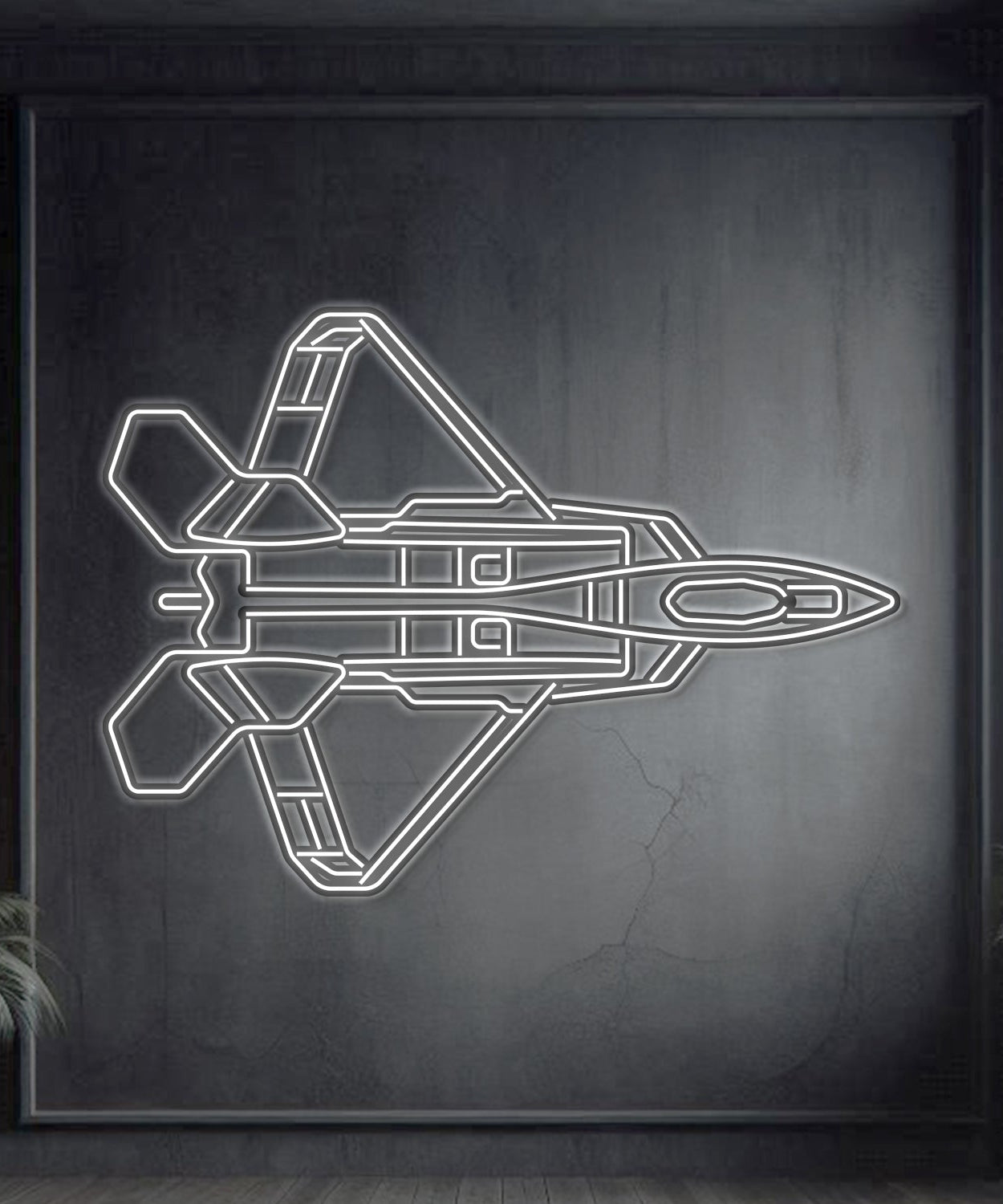 F-22 Raptor Top Metal Neon Flugzeug Wandkunst - NCN0040