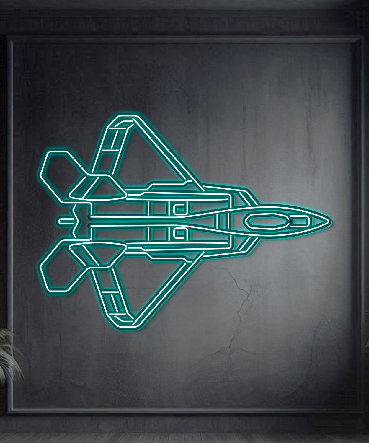 F-22 Raptor Top Metal Neon Flugzeug Wandkunst - NCN0040