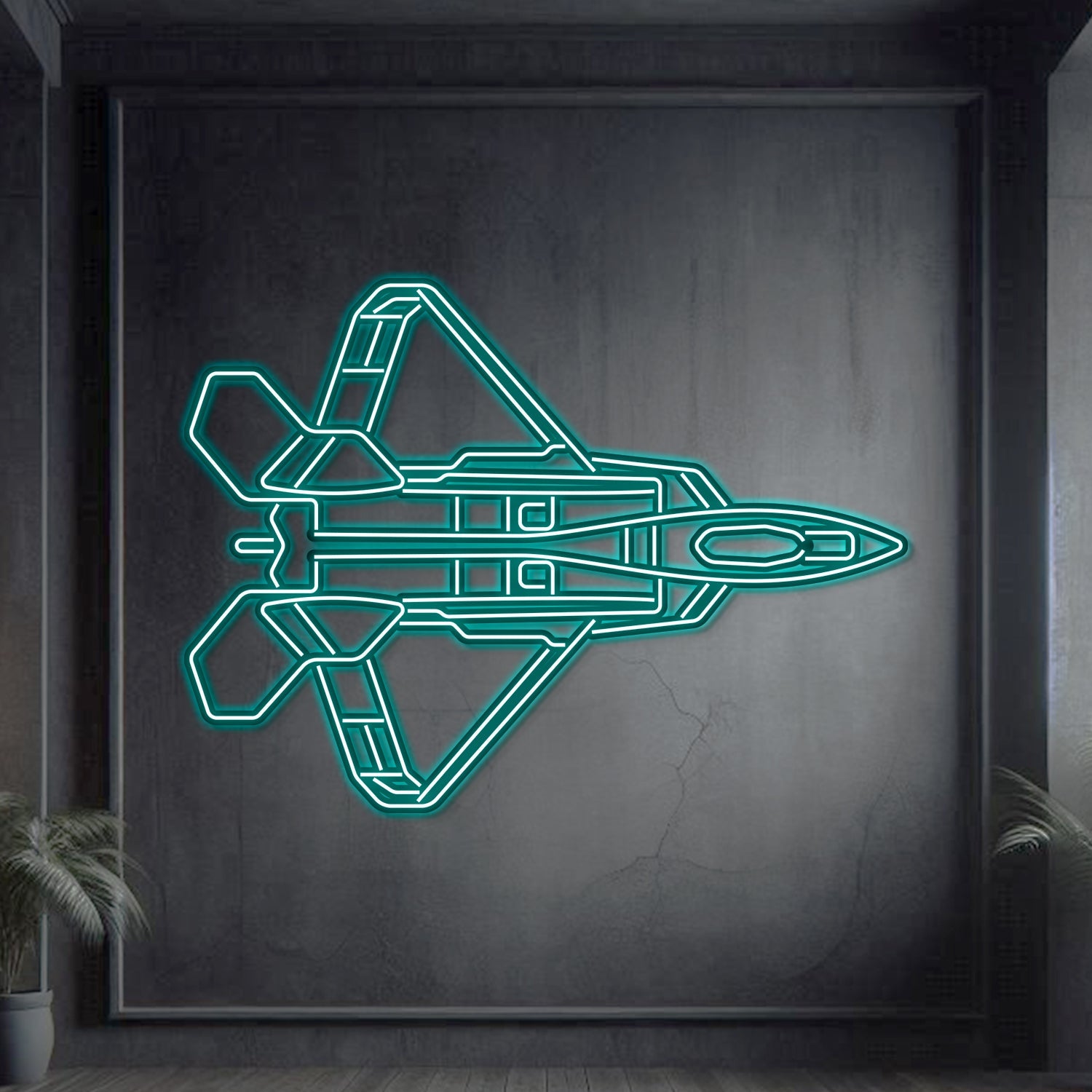F-22 Raptor Top Metal Neon Flugzeug Wandkunst - NCN0040